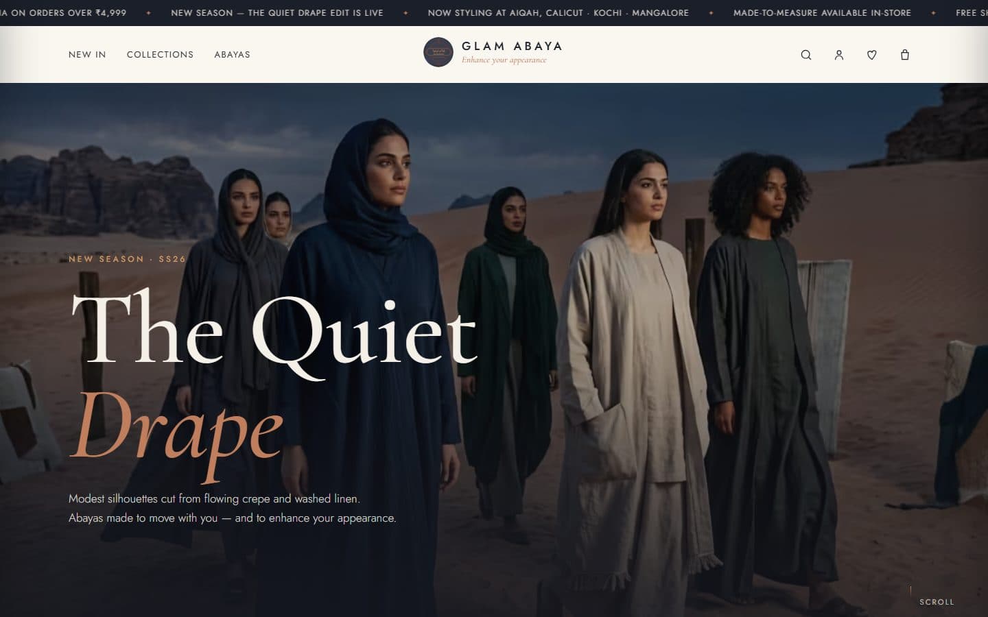 Glam Abaya — Fashion Boutique website designed by Xplico in Calicut