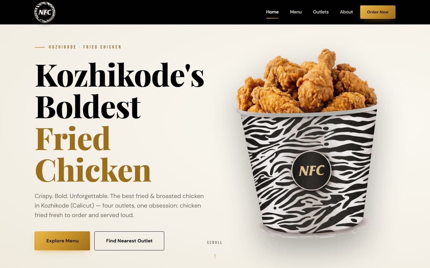 NFC Fried Chicken — Restaurant · Kozhikode website designed by Xplico in Calicut